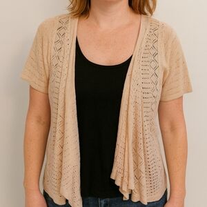 Style & Co Pink Crochet Cardigan Sz Med